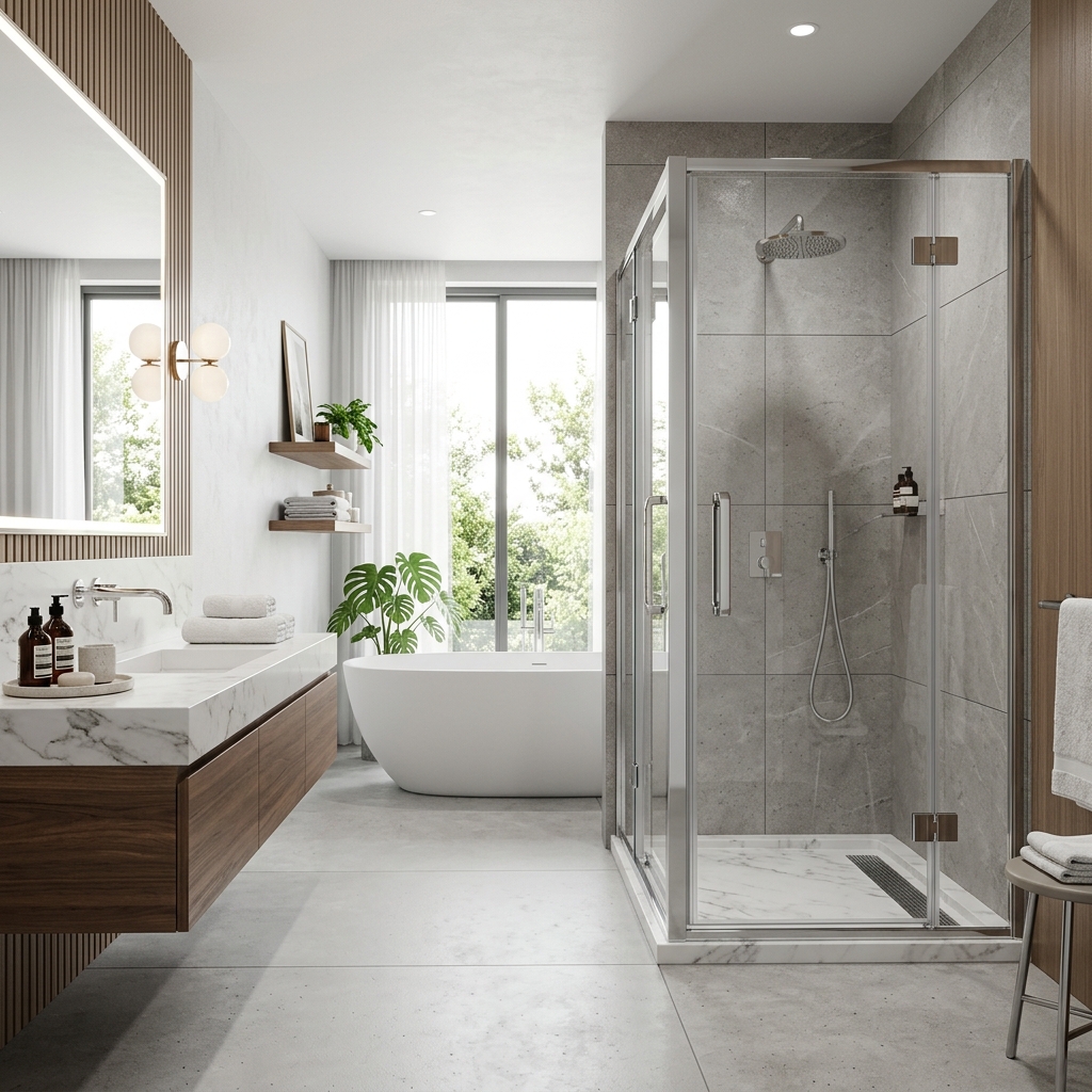 Krom profilli kompakt 80x80 duşakabin örneği