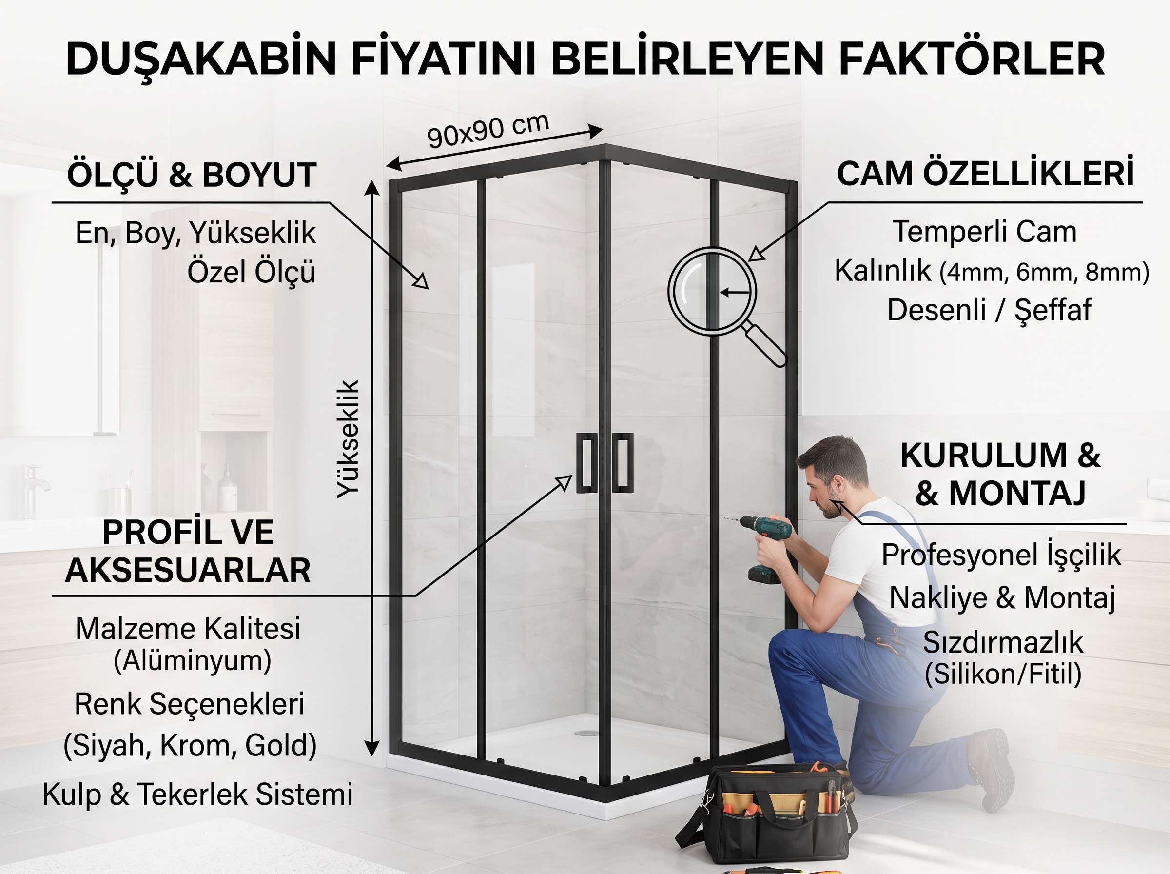 Duşakabin Fiyatını Ne Belirler? Ölçü, Cam, Profil ve Kurulumun Etkisi