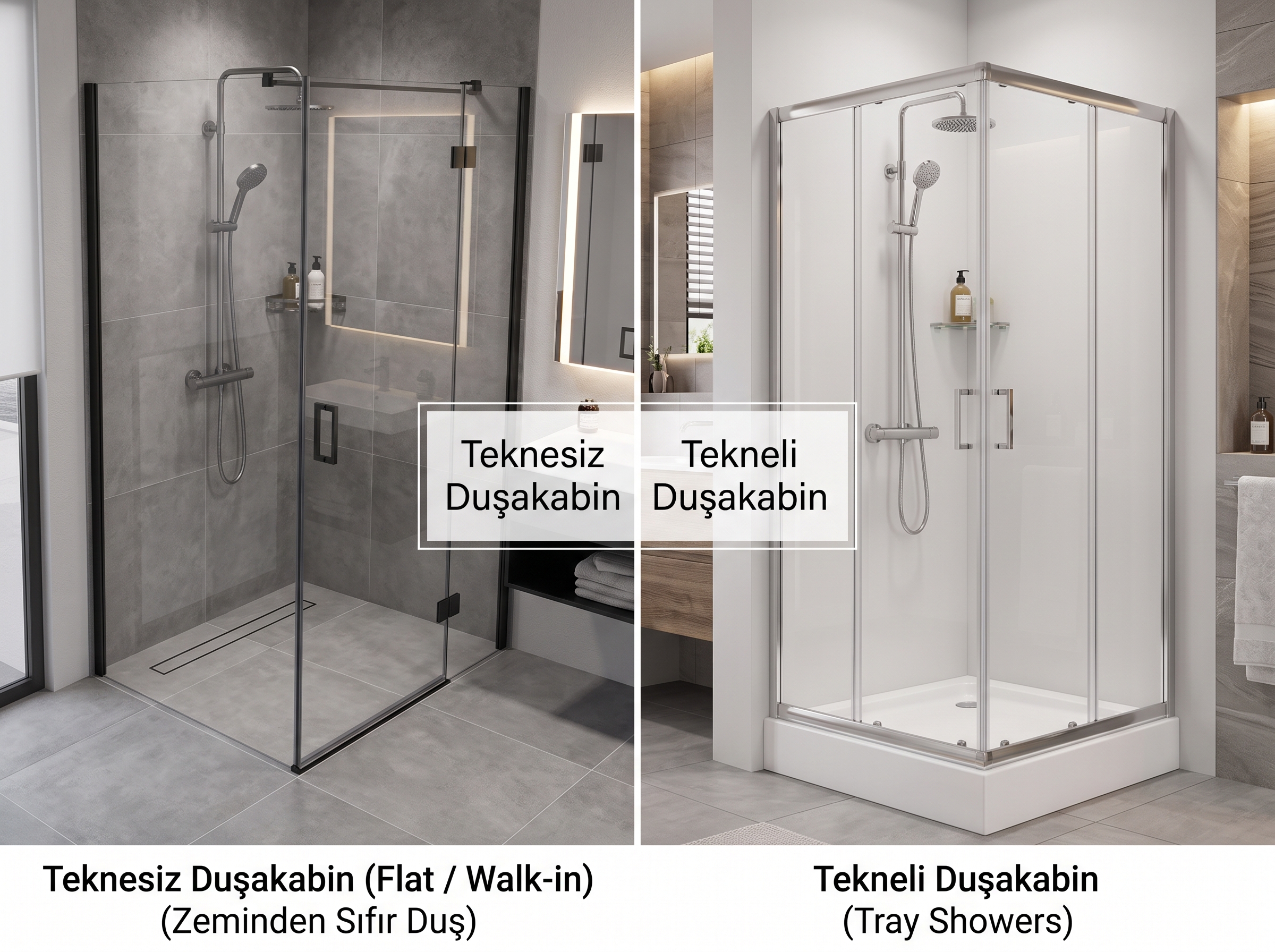 Modern Banyo Mimarisinde Duş Teknesi ve Zemine Sıfır Çözümler